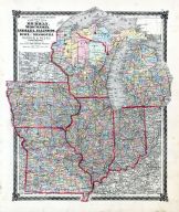 County Map of Michigan, Wisconsin, Indiana, Illinois, Iowa and Missouri